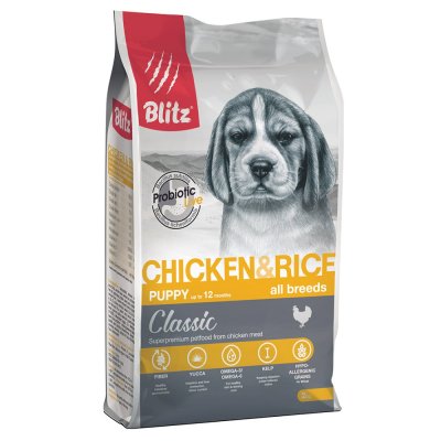 Корм для щенков Blitz Курица, рис сух. 2кг