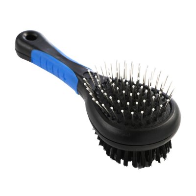 Щётка-расчёска для собак SIMA LAND Пижон двухсторонняя, нескользящая ручка, 17,5х6,5см, чёрно-синяя