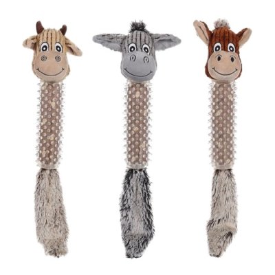 Игрушка для собак FLAMINGO Корова/ослик/лошадь плюш и TPR, в ассортименте 45х16см