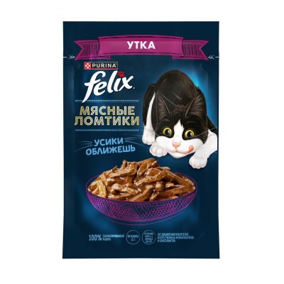 Корм для кошек FELIX Мясные ломтики с уткой пауч 85г
