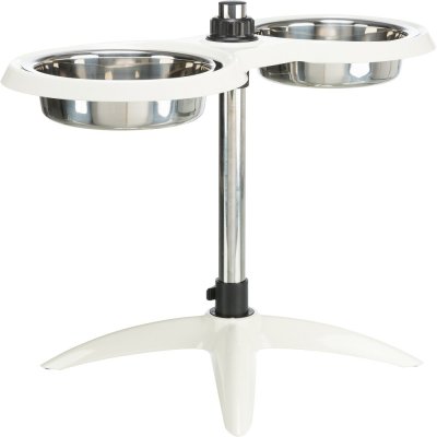 Стойка с мисками для собак TRIXIE меламин/нерж сталь, белая ф21см 2х1,6л