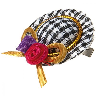 Заколка-шляпка V.I.PET Ностальжи  3,5см в клетку