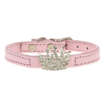 Ошейник для собак КАСКАД "Колибри" с украшением "Корона из страз" 10ммх30см розовый