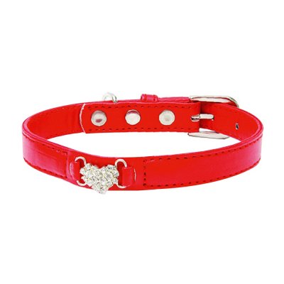 Ошейник для собак КАСКАД "Колибри" с украшением "Сердце" из страз 15ммх35см красный