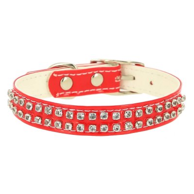 Ошейник для собак КАСКАД "Синтетик" двойной прошитый со стразами в 2 ряда 17мм, 25-31см