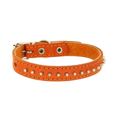 Ошейник для собак КАСКАД кожаный двойной с шипами-ёж 15мм обхв.шеи 21-27см