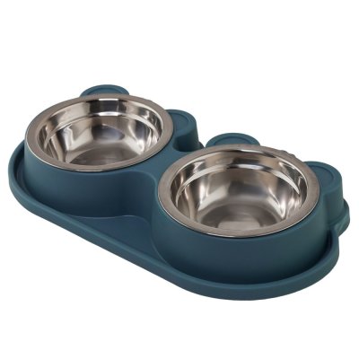 Миска для животных Не Один Дома Bear двойная синяя 35х23х5см