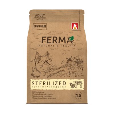 Корм для кошек Зоогурман Ferma Sterilized телятина с индейкой сух. 1,5кг