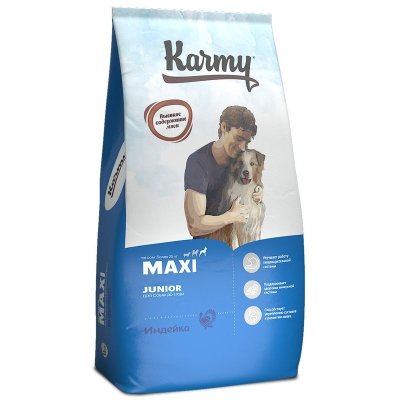 Karmy Maxi Junior полнорационный сухой корм для щенков крупных пород, с ИНДЕЙКОЙ - 14 кг