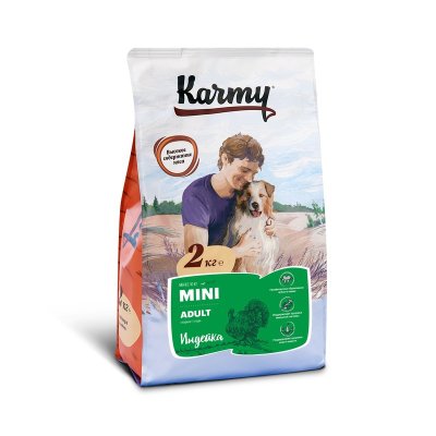 Karmy Mini Adult полнорационный сухой корм для собак мелких пород старше 1 года, с индейкой - 2 кг
