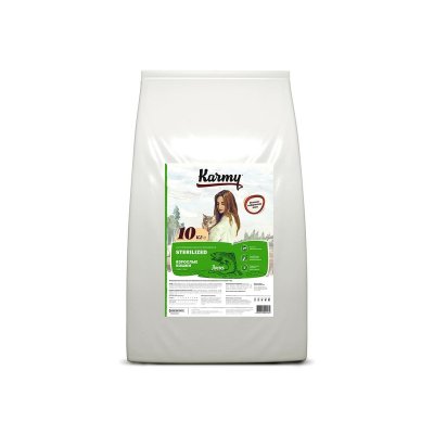 Karmy Sterilized полнорационный сухой корм для стерилизованных кошек, с лососем - 10 кг