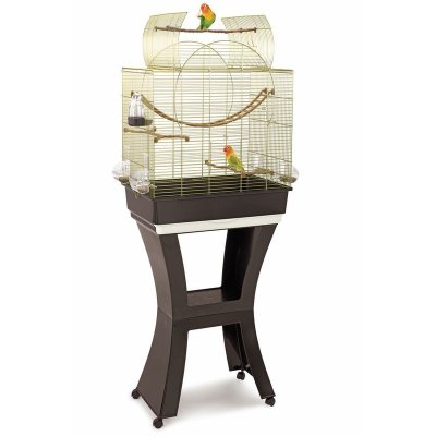 Imac Matilde клетка для птиц на колесах и подставке, золото-коричневая, 58х38х71/143 см