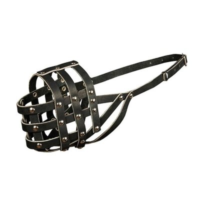 Каскад намордник № 3 для собак крупных пород (овчарка сука, эрдельтерьер кобель), кожаный, черный/коричневый