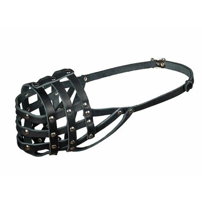 Каскад намордник № 4 для собак крупных пород (овчарка кобель), кожаный, черный/коричневый