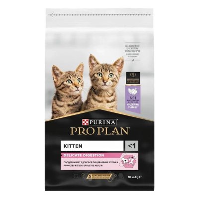 Pro Plan Delicate сухой корм для котят с чувствительным пищеварением, с высоким содержанием индейки - 200 г