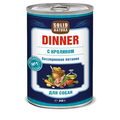 Solid Natura Dinner влажный корм для собак, фарш из кролика, в консервах - 340 г
