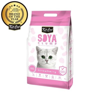 Kit Cat SoyaClump Soybean Litter Strawberry соевый биоразлагаемый комкующийся наполнитель с ароматом клубники - 7 л