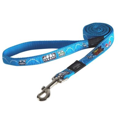 Rogz поводок для собак крупных пород размер L серия Fancy Dress. Длина 140 см голубой