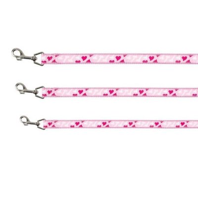 Поводок Trixie для собак 1 м/20 мм нейлоновый розовый с сердцами