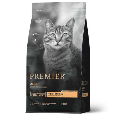 Premier Cat Turkey Adult сухой корм для взрослых кошек, свежая индейка - 2 кг