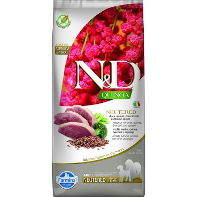 Farmina N&amp;D Quinoa Dog Neutered Medium&amp;Maxi сухой беззерновой корм для стерилизованных собак средних и крупных пород с уткой, киноа, брокколи и спаржей - 12 кг
