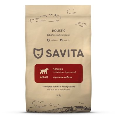 Savita сухой беззерновой корм для собак с олениной - 10 кг