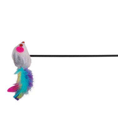 Дразнилки Trixie Игрушка для кошки "Удочка-дразнилка с мышкой", пластик/мех, 50 см (10 г)