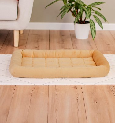 Лежаки Yami Yami лежаки Лежанка прямоугольная с валиком, бежевая (M)