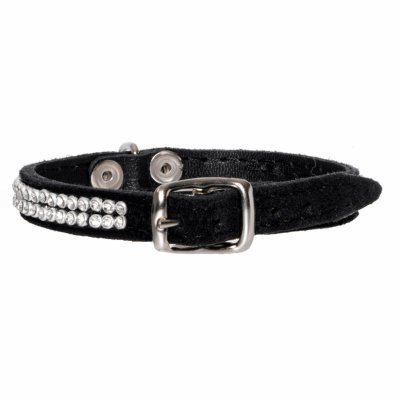 Ошейники, шлейки Yami Yami амуниция Двухслойный ошейник Люкс "Велюр-лайт" со стразами (№3)