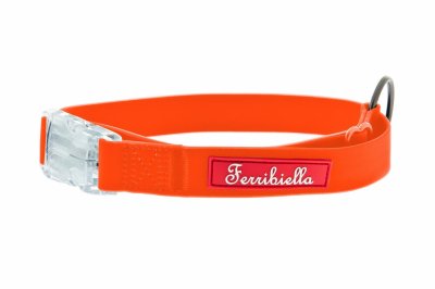 Ошейники, шлейки Ferribiella аксессуары Cветящийся тонкий силиконовый ошейник, оранжевый (45-70 см)