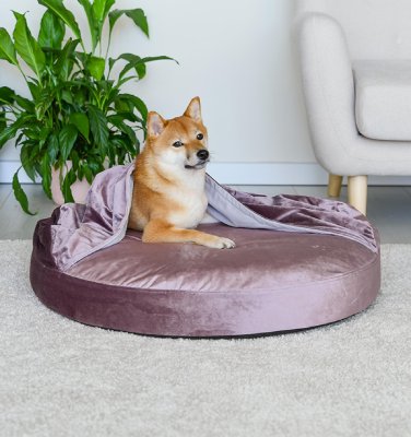 Лежаки Lelap лежаки Лежак-норка "Paradis", круглый, со съемным чехлом, пудровый (d60 см см)