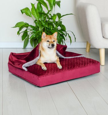 Лежаки Lelap лежаки Лежак-норка "Rivoli", квадратный, со съемным чехлом,  60х50 см, бордовый 51666 (60х50  см)