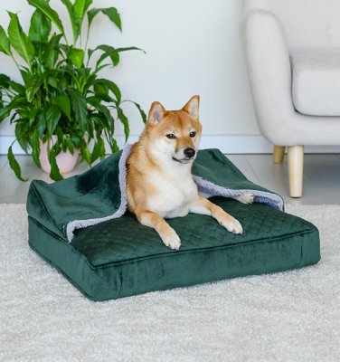 Лежаки Lelap лежаки Лежак-норка "Rivoli", квадратный, со съемным чехлом, изумрудный (70х50  см)