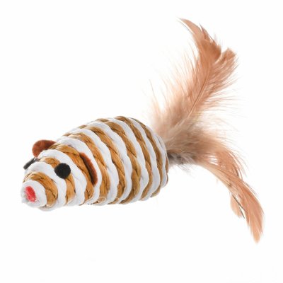 Для дома PETSHOP Игрушка для кошек Полосатая мышка с перьями (12 г)