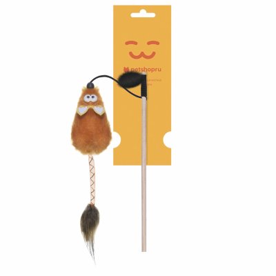 Для дома PETSHOP Дразнилка для кошек "Мышка с меховой кисточкой", рыжая (25 г)