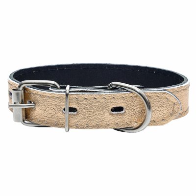 Ошейники, шлейки Yami Yami амуниция Ошейник кожаный "GOLD" золотой, 2 слоя (№2)