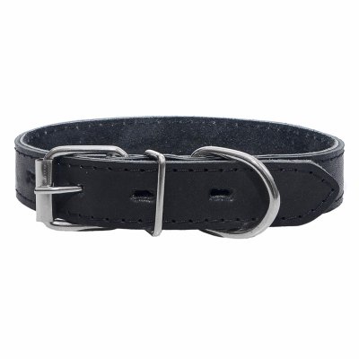 Ошейники, шлейки Yami Yami амуниция Ошейник кожаный черный, 2 слоя, с подкладкой (29-39 см)