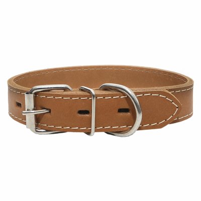 Ошейники, шлейки Yami Yami амуниция Ошейник кожаный бежевый "Бэйз" 2 слоя (29-39 см)