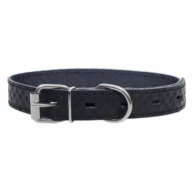 Ошейники, шлейки Yami Yami амуниция Ошейник кожаный черный, с тиснением (33-43 см)