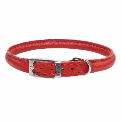 Ошейники, шлейки Yami Yami амуниция Ошейник кожаный круглый "Поньч" красный (30-34 см)