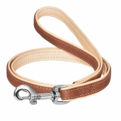 Ошейники, шлейки LeLap амуниция Поводок Joli из натуральной кожи, ш 18 мм, длина 1,2м, коричневый 25кл21 (1.8смх1.2м)