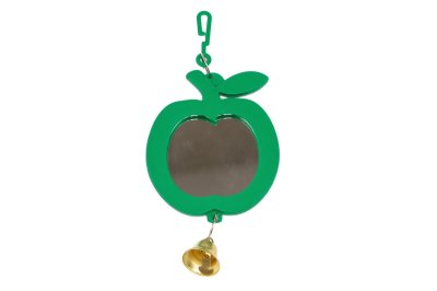 Игрушки Yami-Yami Зеркало для птиц "Яблоко" с колокольчиком, изумрудное (29 г)