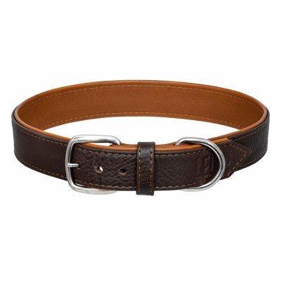 Ошейники, шлейки LeLap амуниция Ошейник Bloom из натуральной кожи, коричневый (XL)