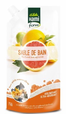 Наполнители, сено и опилки Hamiform Bio Organic, Песок для купания для всех грызунов с ароматом цитрусовых (Франция) (1,6 л)