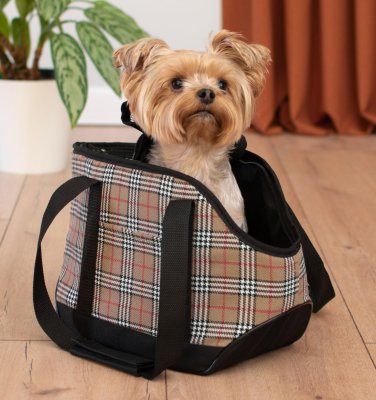 Переноски PETSHOP Сумка-переноска "Джойс" с карманом, клетчатая (20х41х27 см)
