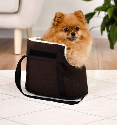 Переноски PETSHOP Сумка-переноска утеплённая "Билли" с карманом, коричневая (35х16х25 см)