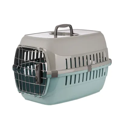 Moderna Переноска с металлической дверью и замком для кошек и собак мелких пород Aquarelle, 56х37х35 см, голубой