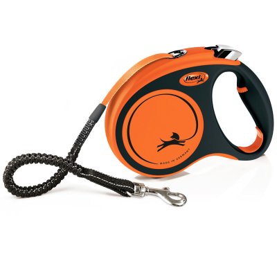 Flexi Рулетка для собак Xtreme, M, до 35 кг, ремень 5 м, черно-оранжевый