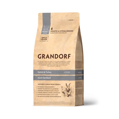 Grandorf Holistic Adult Sterilised Сухой корм для взрослых стерилизованных кошек, с кроликом и индейкой, 2 кг
