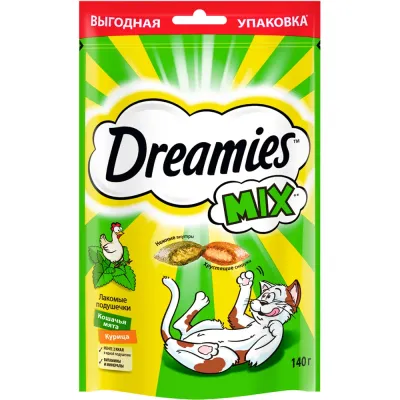 Dreamies Лакомство Подушечки с курицей и мятой для кошек, 140 гр.